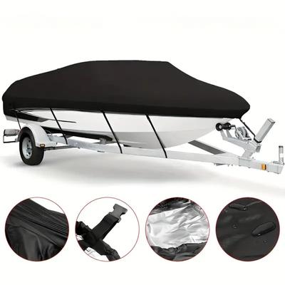 Waterproof Anti-UV Yacht Boat Cover 11-22FT Boat Accessories Black Boat Cover  Outdoor Protection