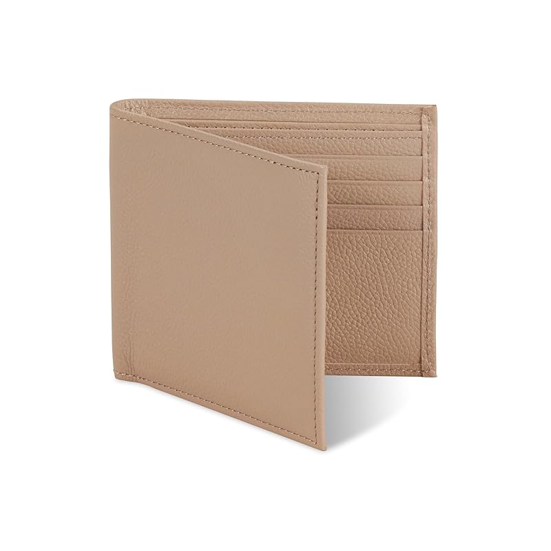 

[Business Leather Factory] Bi-fold wallet (no coin purse) Water repellent original leather cow leather unisex 10 pockets Thin (sand beige)