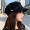 Japonský retro semišový baret dámský podzimní a zimní nový plochý malířský klobouk velký obvod hlavy zmenšující obličej malý námořnický klobouk