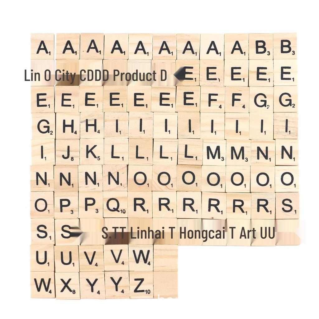Wooden Uppercase/Lowercase & Number Set - 100pcs Children's Decorative Squares