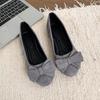 Large size flat-bottomed casual single shoes for women's new suede bow round head beanie shoes for women