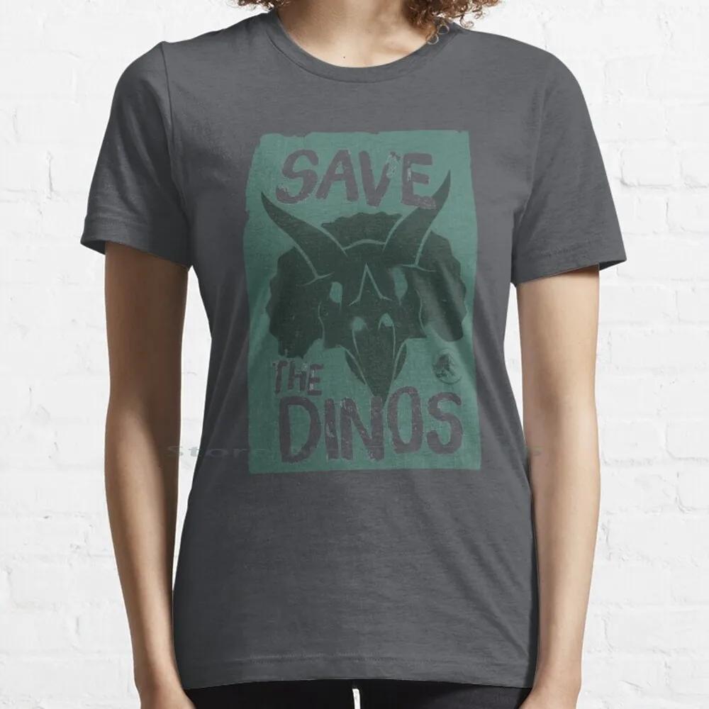Worlldd Save The Dinos Distressed Poster T Shirt 100% Cotton Fifthsuntshirt 2020fifthsun Triceratops Save Dinos Distressed Short