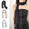 Trendiger Gepunkteter Spitzen-Schal Französischer Stil Spitzenrand Fototauglicher Schal Lang Schlank Schwarz Weiß Rosa Stirnband Foto-Requisiten