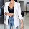 Damen Anzugjacke Revers Langarm Klappentaschen Anzugjacke Einfarbig Vorne Offen Bürodame Business Outwear