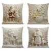 4 Pcs Christmas Themed Cushion Cover Soft Single-sided Printed Decorative Pillow Cover For Sofa Living Room Decoration 45x45cm