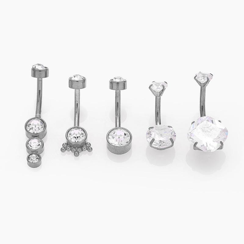 316L Stainless Steel Belly Button Ring with Inlaid Zircon
