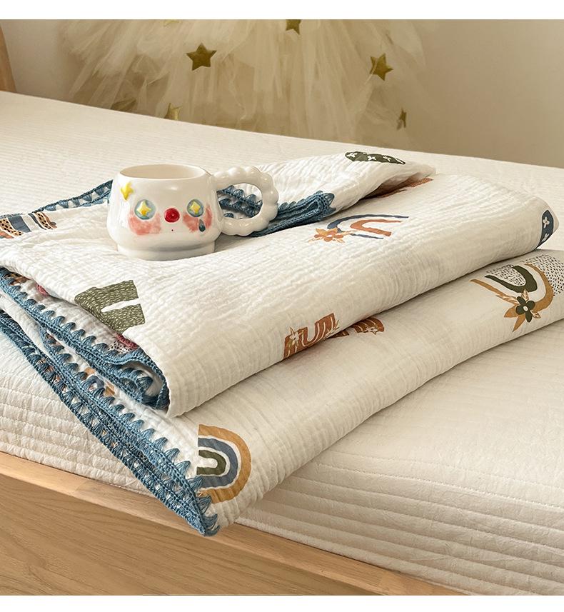 Class A Crinkled Gauze Cotton Children's Summer Quilt - Lightweight, Cooling, Machine Washable