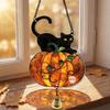 Pumpkin Design Acrylic Wall Hanging Mini Town Design Car Rearview Mirror Decoration  For Halloween