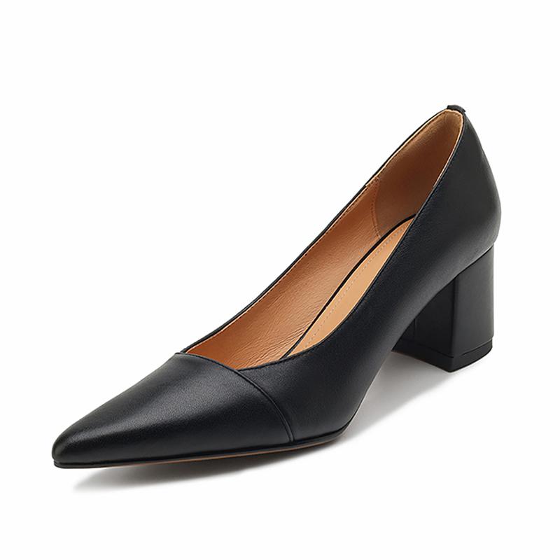 

2024 Новые женские туфли-лодочки Осенние офисные женские вечерние туфли с острым носком на тонком каблуке Мягкие туфли из натуральной кожи Женская модная элегантная обувь 34 чёрный
