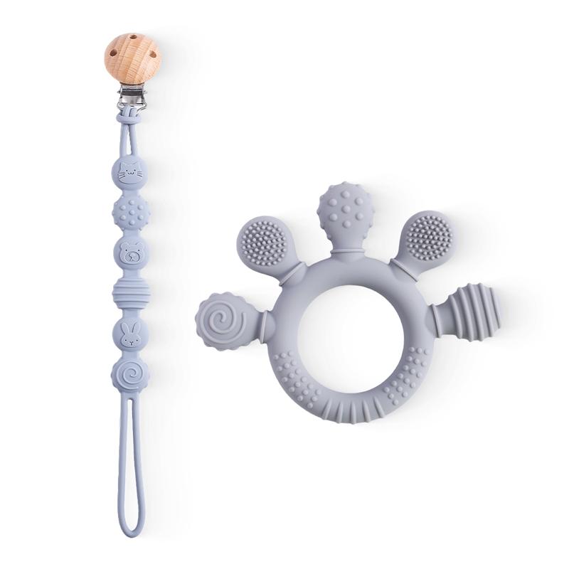 Silicone Pacifier Chain Finger Teether Cartoon Baby Teether No Bpa Teething Ring Baby Care Equipment Silicone Baby Care Utensils