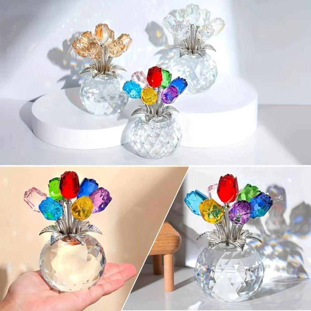 Simulated Flowers Crystal Rose Bouquet Eternal Bloom Colorful Rose Bouquet  Valentine's Day