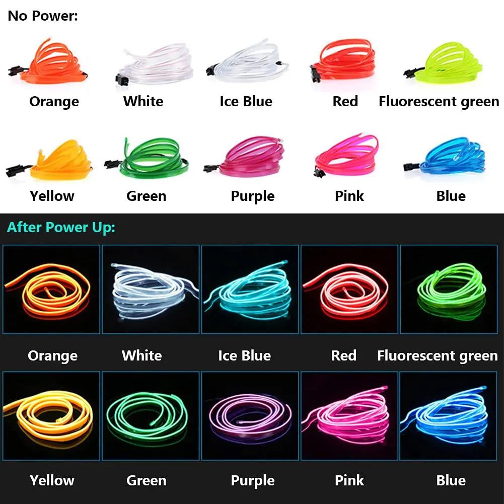 5M Car Interior Led Strip Light Neon EL Wiring Decorative Lamp For Auto DIY Flexible Ambient Light USB Party Atmosphere Diode Neon Lights 4