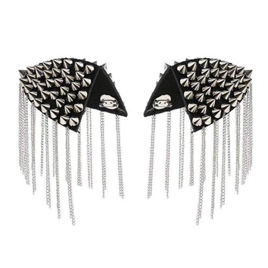 Punk Quasten Schulterklappen Retro Nieten Schulterklappen Quastenkette Schulterklappen für Uniformen Herren Damen Kostümzubehör