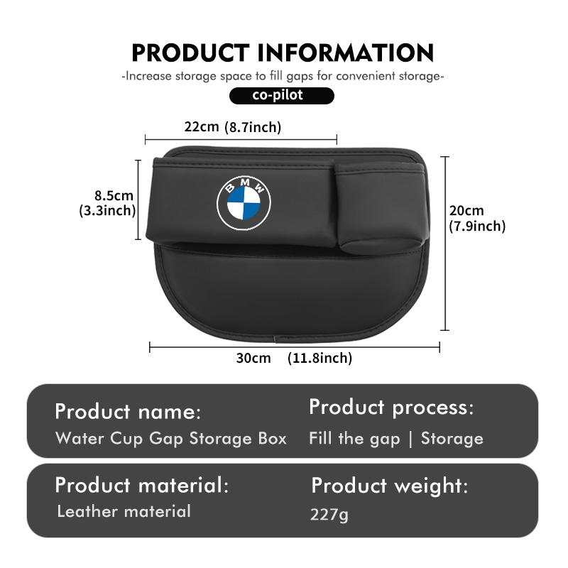 wvbnj9 Car Seat Gap Organizer Storage Box Keys Card Cup Phone Holder For BMW Performance M E87 E30 E46 E28 F35 G20 E93 F20 X3 X