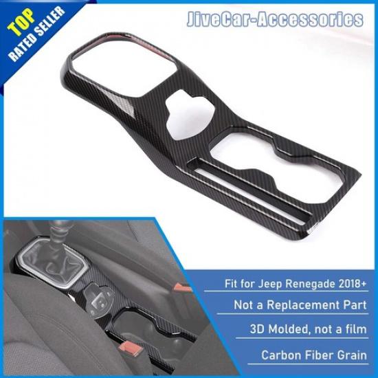 Carbon Fiber Console Gear Shift Cup Panel Decor Cover Trim For Jeep Renegade 18+