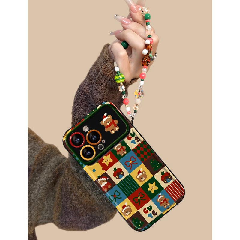 Christmas Gingerbread Man Chain Suitable for Apple 16 Large Window Phone Case 15pro Christmas 14 Soft Silicone Anti-drop X