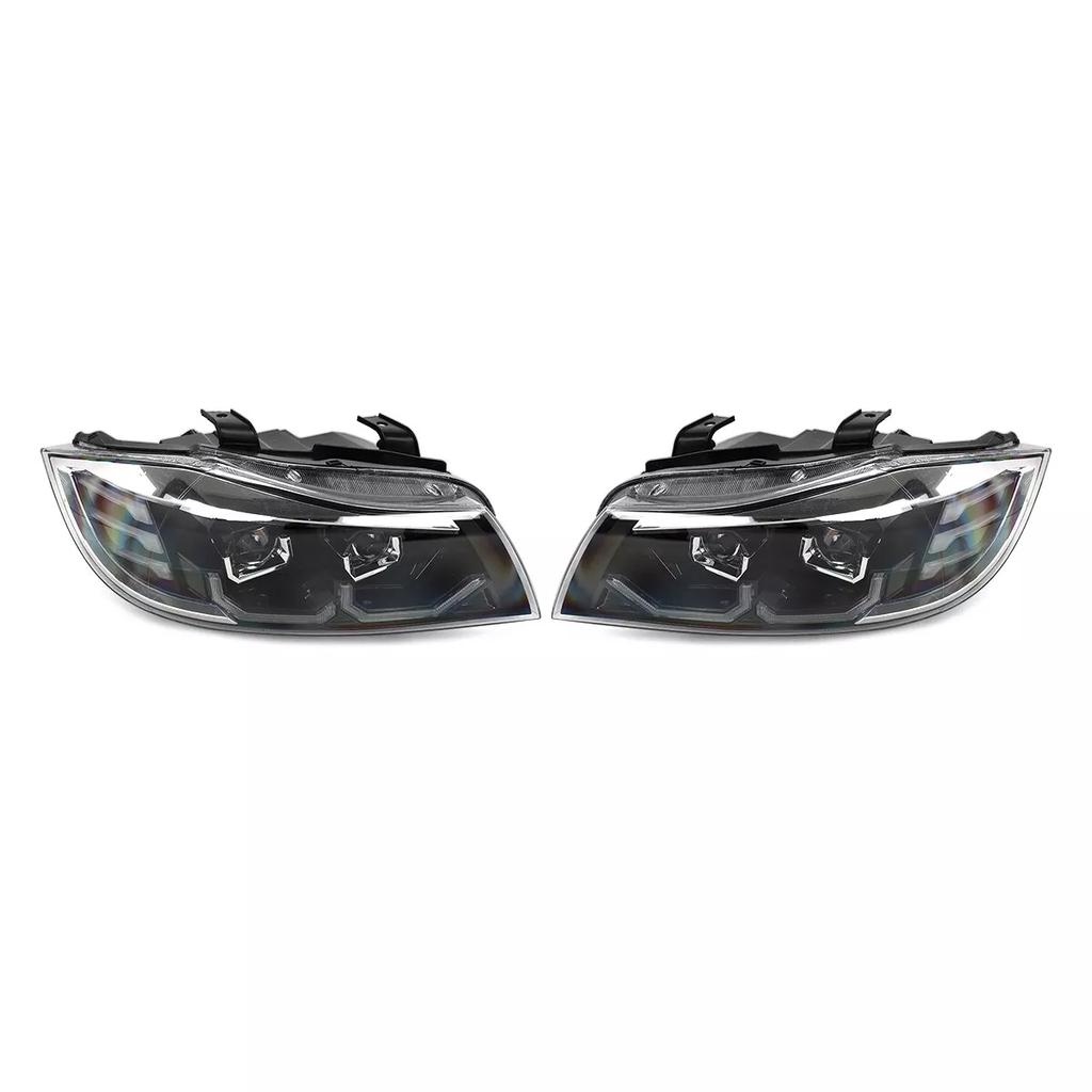 For BMW 3-Series E90 E91 Saloon 4-Door 2005-2008 1 Pair Front Headlight Assemblies LED 3D DRL Automobiles Lights White LED Dual U-Halos
