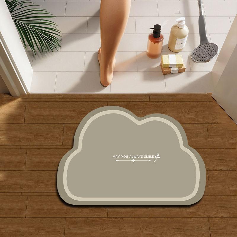 Bathroom Floor Mat Toilet Shower Bath Soft Diatom Mud Clouds Cartoon Non-slip Mat Household Absorbent Mat Foot Mat