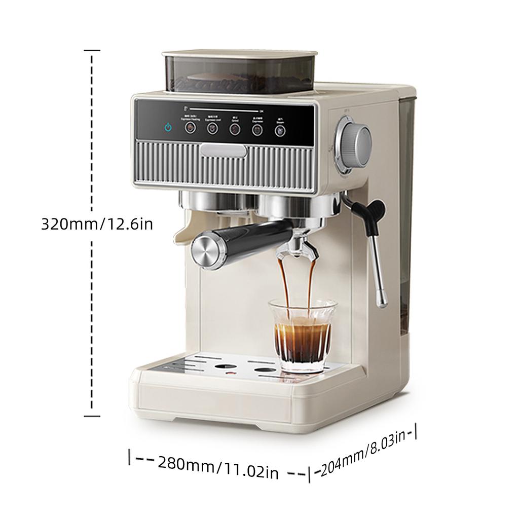 20bar Coffee Machine Semi automatic Home Small Cold Hot 2 Extraction 1.8L Capacity Double Cup Powder Bowl Compatible