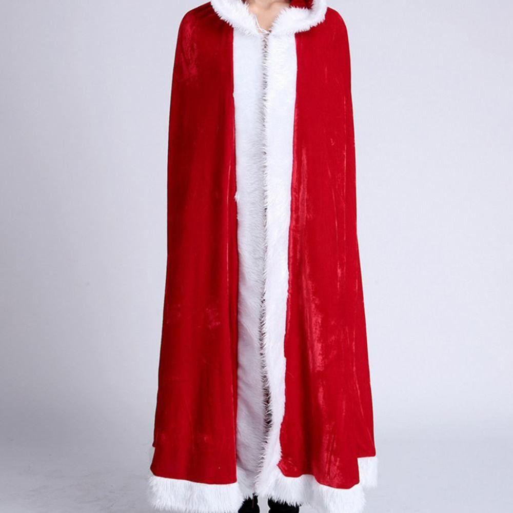 Kids Adult Polyester Windproof Plush Women Hooded Ponchos Xmas Cape Christmas Cloak Cosplay Costume