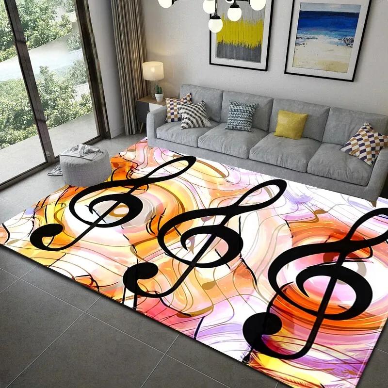 Piano Note Music Theme Series Carpet Home Decoration Bedroom Living Room Large Area Carpet Room Bedside Non-slip Floor Mat