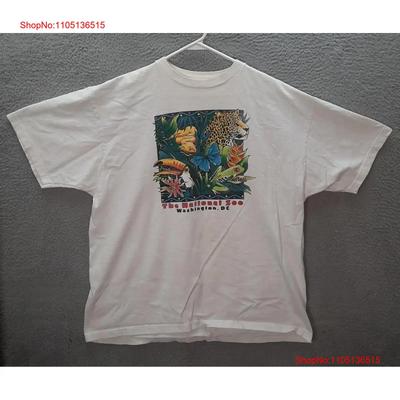 Vintage Wildlife T Shirt Adult 2XL XXL White Nature Zoo Grunge Skater 90s Y2K Vintage Washed Unisex Fashion Breathable Soft