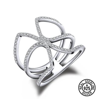 925 Sterling Silver Jewellery Simples Geométrico Redondo Cristal Cz Moda Anéis Empilháveis Para Mulheres Presente de Natal