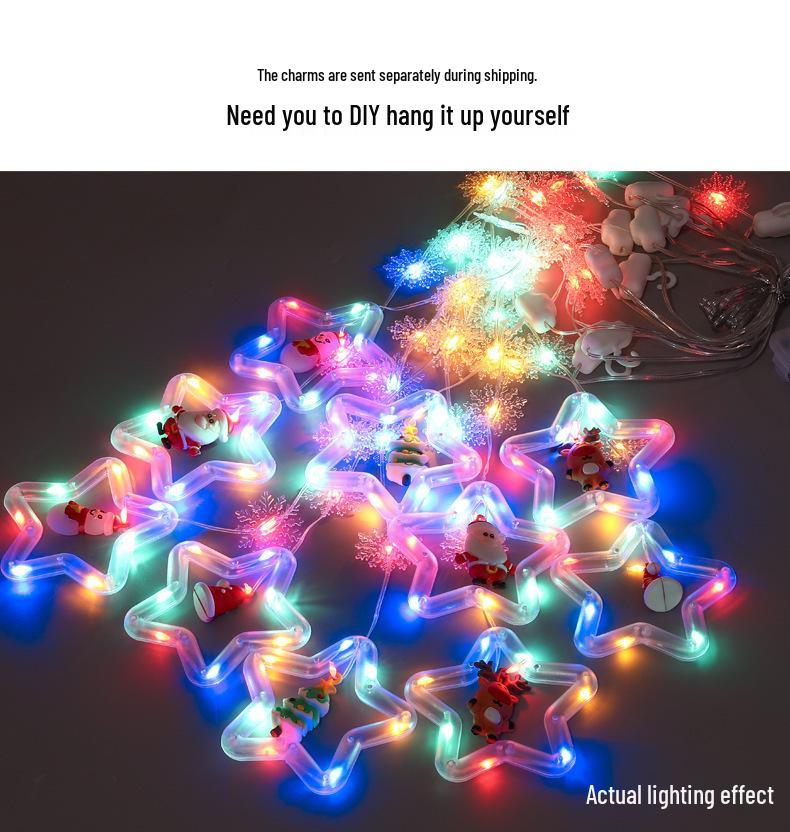 USB Remote Control Christmas Star & Snowflake Copper Wire Curtain Lights