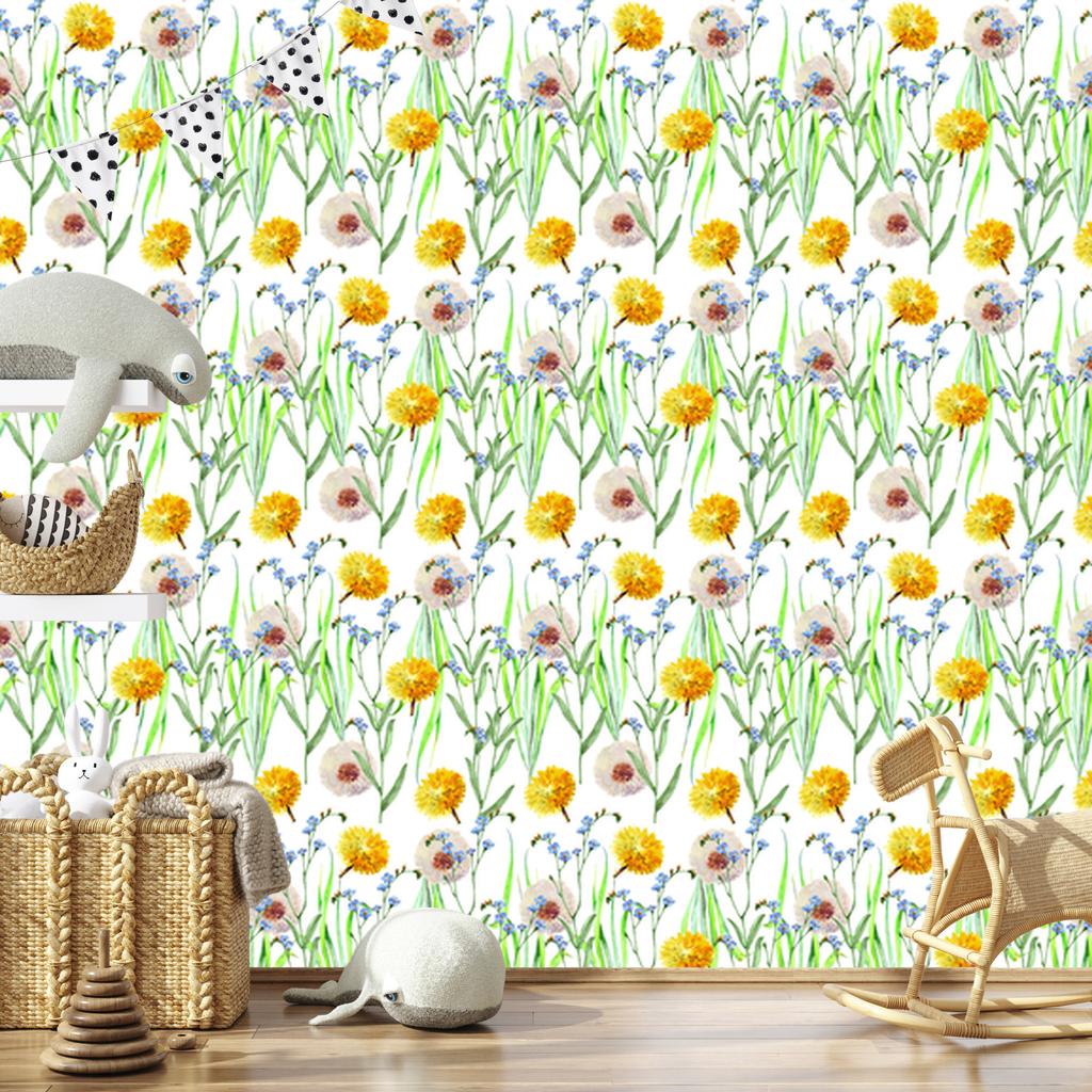 Dandelions and meadow flowers wallpaper for living room and bedroom 50x1000