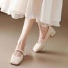 Pearl Square Head Single Shoes Women's Autumn New Models with Temperament Mary Jane Women's Shoes