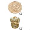 4x Rustic Bamboo Woven Lampshade Hanging Light Fixture Lamp Shade Cover for Home, Kitchen Island,