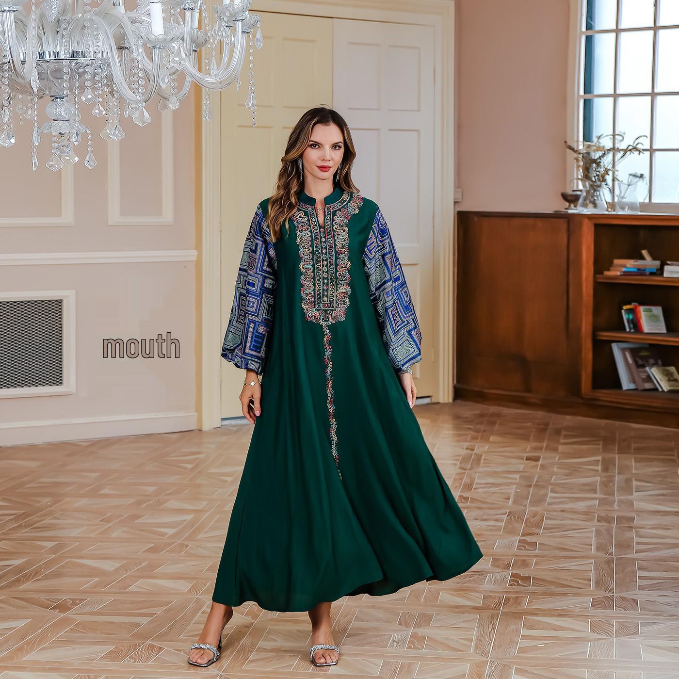 

Женская ближневосточная абайя: Элегантный длинный халат со стильными деталями, идеально подходящий для моды Дубая и Турции. XXL