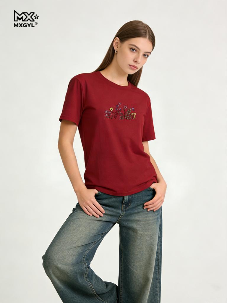 2026 New Style Colorful Blooms Tee - Spring In A Shirt Style With Nature Shirts Graphic T Shirts Women Clothing Tops
