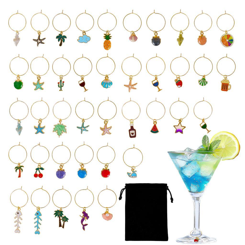 Wine Glass Marker Wine Glass Charms Drink Marker for DIY Necklace Bracelet Earrings Jewelry Making Holiday Themed Party Decor
