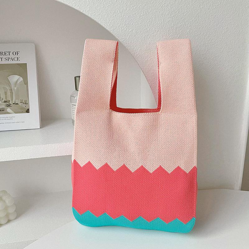 Colorful Knitted Handbags: Women's Fashion Shoulder Bags & Vest Waistcoat Styles