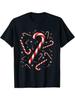 Men's 100% Cotton 180gsm Heavyweight Candy Cane Christmas T-Shirt - Black with