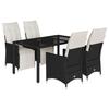 VidaXL Garden Dining Set Cushions 5pcs Black Wicker, Outdoor Dining Set, Furniture of 3276865