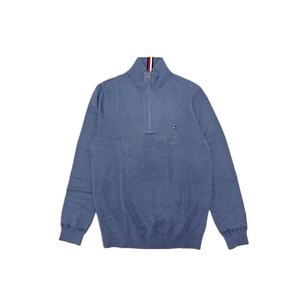 Tommy Hilfiger Solid Color High Neck Pullover Knit Sweater Men sweater Blue 78J9329-420