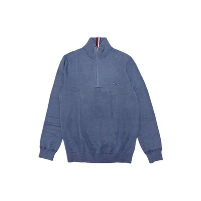 Solid Color High Neck Pullover Knit Sweater Men Sweater Blue 78J9329-420