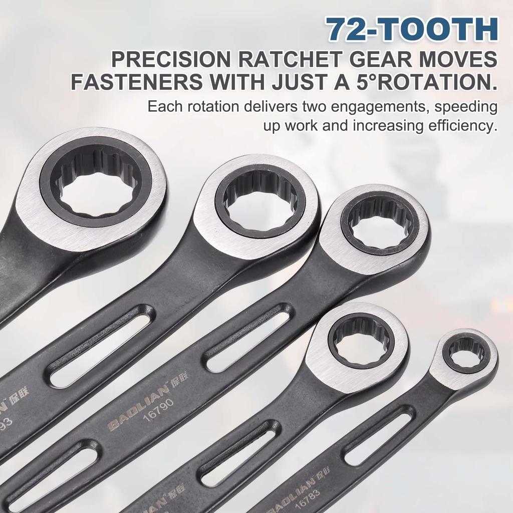 uxcell Ratchet 10mm Electroplated Double Box Open End Ratchet 72 Industrial Spanner Repair Tool Wrench, Metric, 12-Point, CR-V Wrench, Teeth, 5°