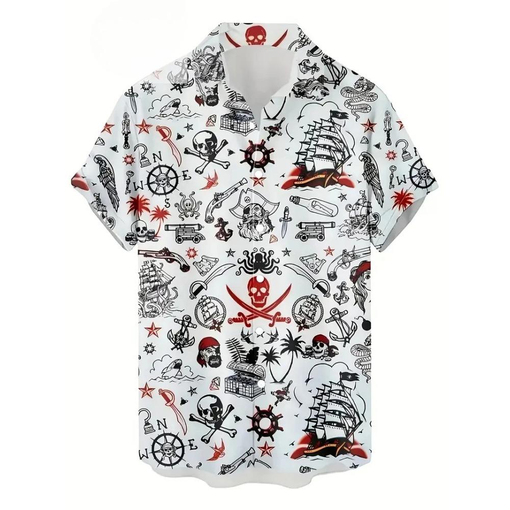 3D Printed Pattern Men's Shirt Summer Loose Street Shirt Men's Button Casual Shirt