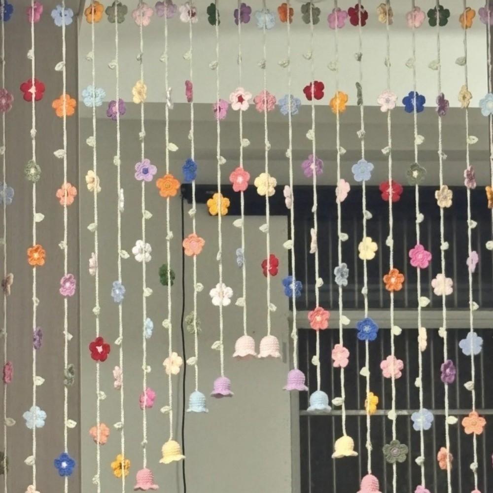 9pcs Colorful Flowers Artificial Flower Curtain Hanging Room Decorative Curtain Bedroom Decoration