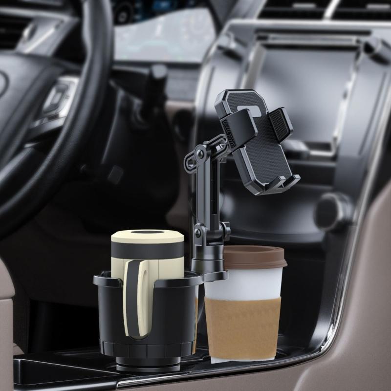 2 in 1 Car Cup Holder Expander Car Mobile Phone Holder Fit 5.4-7.2'' Phones Adjustable Cup Organizer Cup Holder Adapter