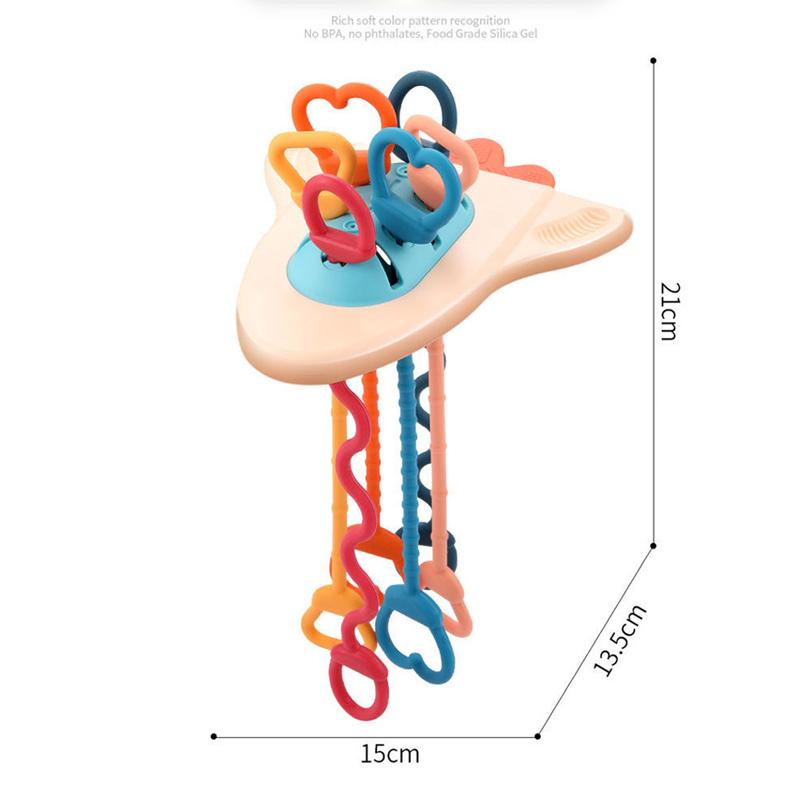 Non-Toxic Development Baby Rattle Teether Toys Montessori Silicone Pull String Games Baby Toys 1 Year Teething Toys For Babies 6 12 Months