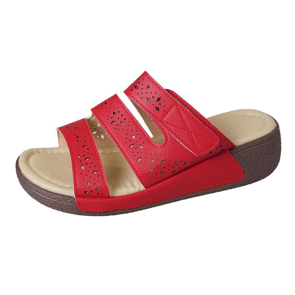 

Summer Fashion Women Slip on Platform Wedges Comfortable Non-slip Plus Size Shoes for Women 36-43 Slippers Women Sandals 36 красный