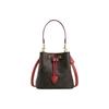 Rowan Max 21 Logo Bucket Bag Coated Canvas Shoulder Bag Small Women Bags Brown Red CCD77-IMYLY