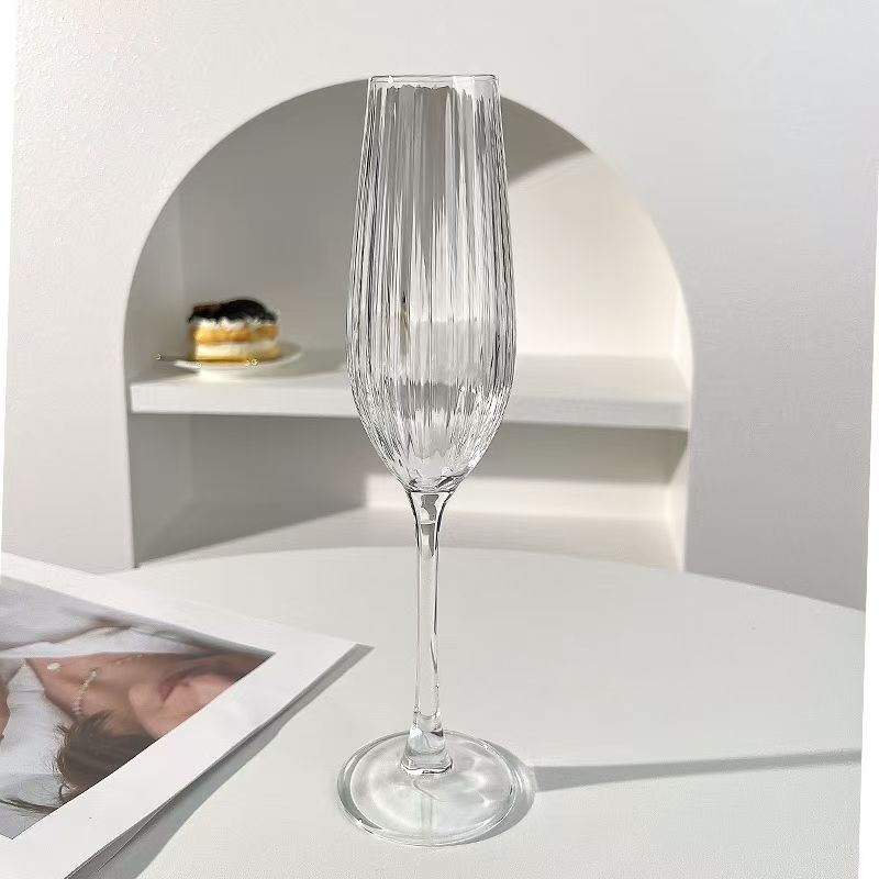 Pink High-end Red Wine Glass, Household Light Luxury Ins-style Wine Glasses, Champagne Glassware, Diagonal Crystal High Barware