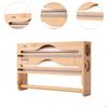 Wrap Dispenser Bamboo Aluminum Foil and Parchment Wrapping Paper Storage 3 in 1 natural color