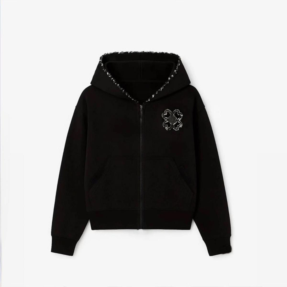 FlowStreet Embroidered Zip Hoodie Men Streetwear Trendy Loose Casual Hoodie S