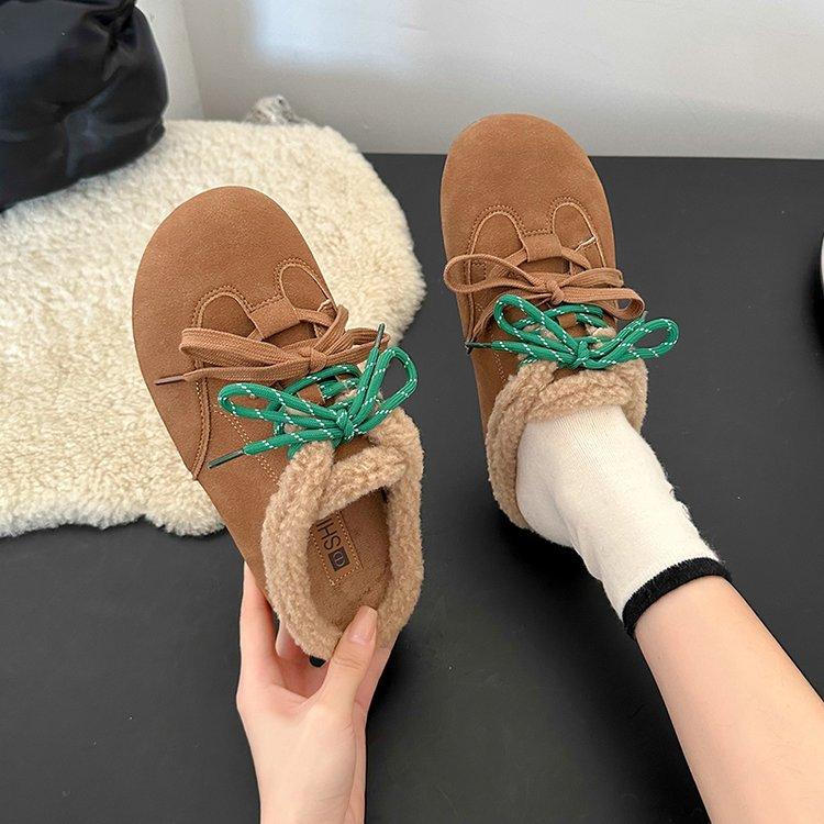 Fashion Women's Casual Fur Slippers Suede Mule Loafers Plus Size Low Top Plush Luxurious Soft Flat Round Toe Parker Hoof Heel Rome 2025